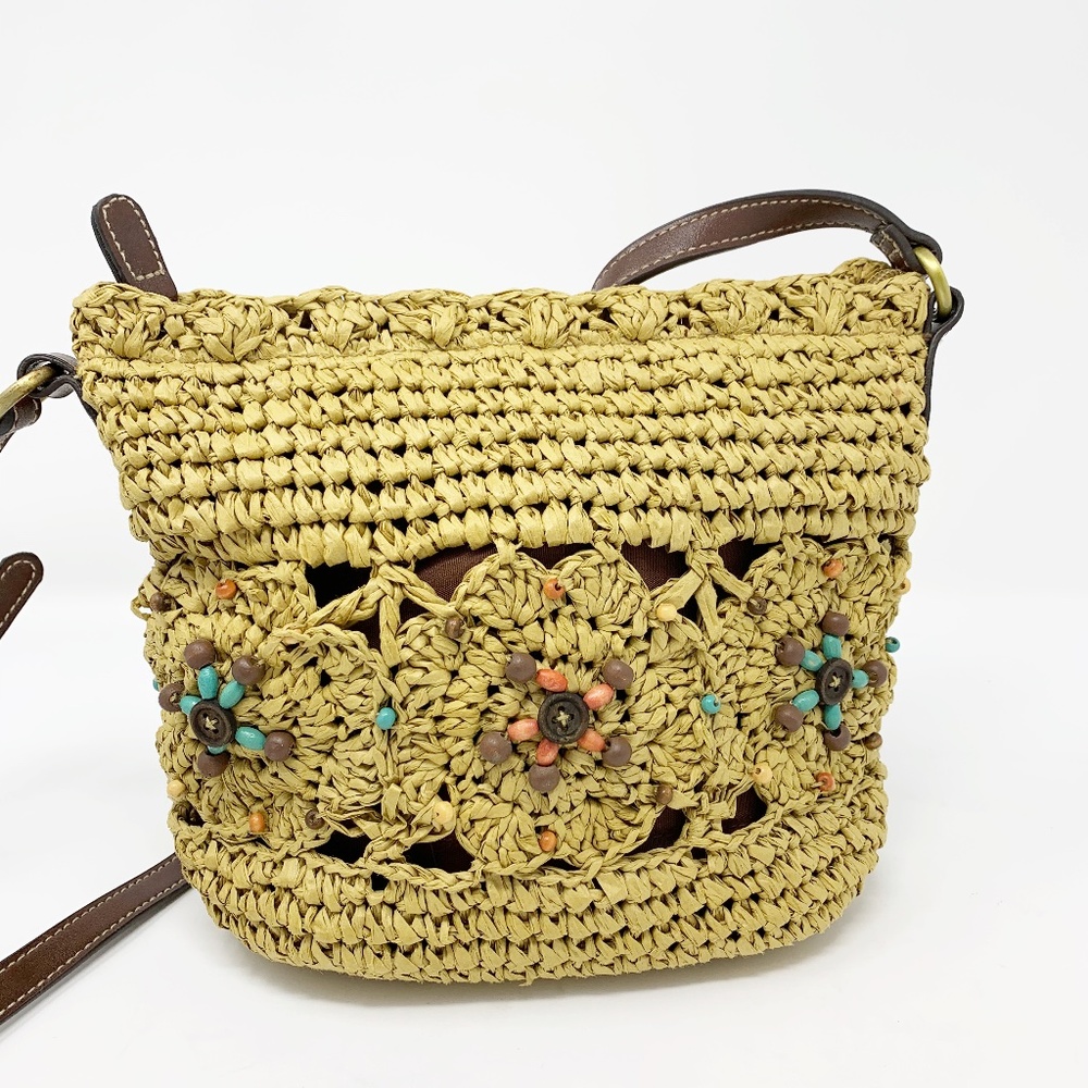 Amanda Smith Raffia Beaded Crossbody Bag